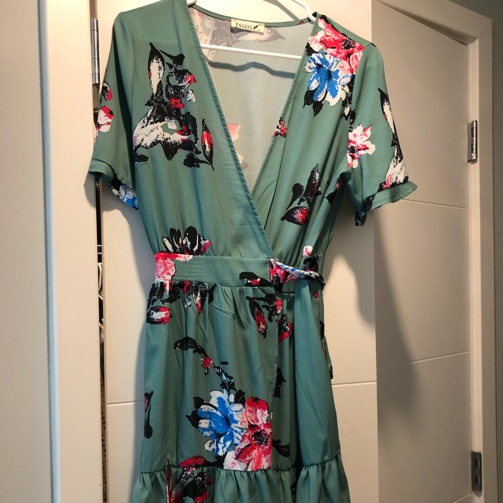 green wrap dress
